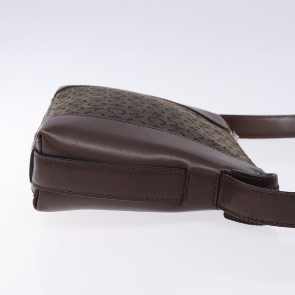 CELINE C Macadam Canvas Shoulder Bag Brown Silver - Picture 4 of 12